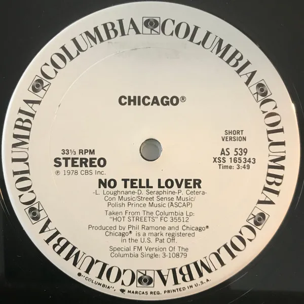 No Tell Lover by Chicago cover